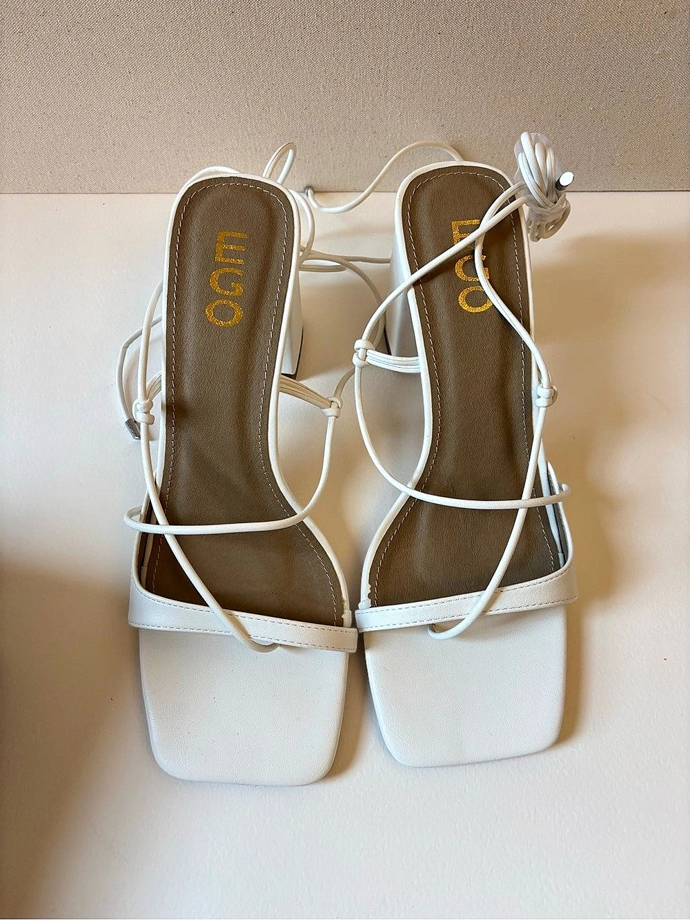 EGO Takeoff Strappy Block Heel Sandals in White UK 7 (Women’s 9) Like New